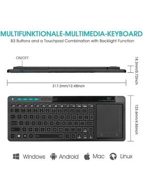 Rii Wireless Keyboard with Touchpad - USB Receiver Included
